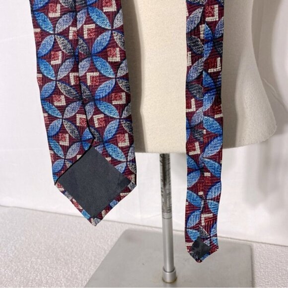 Vintage Forsyth Blue Red Geometric Print Tie - Picture 6 of 9